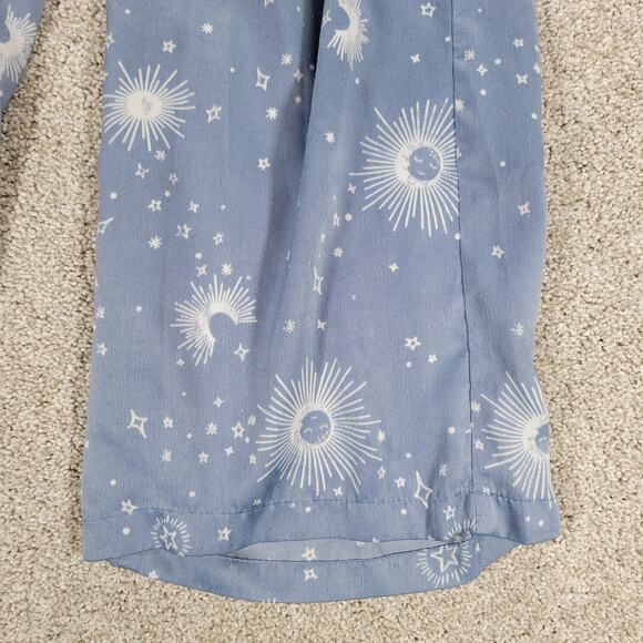 BP Celestial Pajamas Set Womens XS Blue White Sun Stars Moon Pants Button Top - Picture 13 of 16